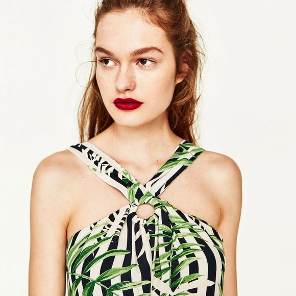 NWT Zara Size XS Long Exotic Halter Jumpsuit - Picture 5 of 6